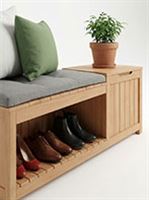 نیمکت جاکفشی چوب راش نشیمن‌دار با محفظه درب‌دار651