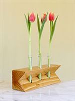 گلدان چوبی رومیزی همراه با لوله شیشه‌ای 571