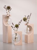 گلدان بالن شیشه‌ای با پایه چوبی گلدان لامپی رومیزی